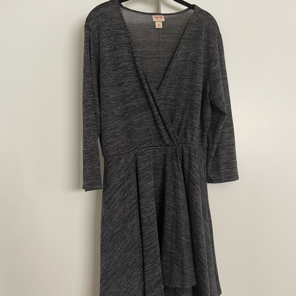 Grey 3/4 Quarter Length Sleeve Dress